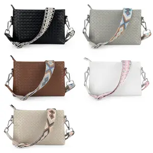 Weave PU Shoulder Bag Multipurpose Women Accessories Handbag Jacquard Strap Wristlet Clutch DMA92541