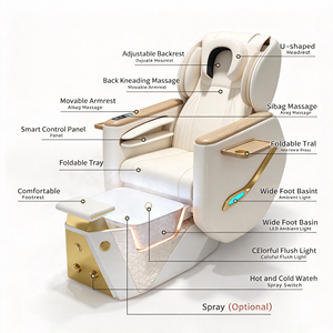 Fauteuil de pédicure spa de luxe avec massage électrique, lumière LED, massage du dos, fauteuil inclinable pour salon de manucure et pédicure - Product Image 5