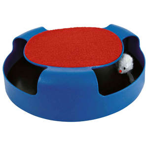 Jouet en peluche pour chat, plaque attrape-souris, jeu interactif, diamètre 25 cm, couleur bleu et rouge - Product Image 3