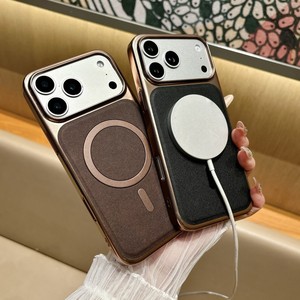 เคสโทรศัพท์มือถือหนัง PU คุณภาพสูง แม่เหล็กแรง สำหรับ iPhone 17 16 15 14 pro max ขอบเคลือบกันกระแทก - Product Image 3
