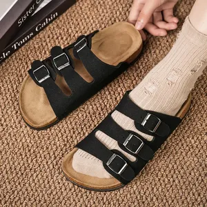 2025 Sommer Neue Sport-Strandschuhe für Herren Dreireihige Rutschfeste Plateau-Sandalen Offene Flache Weich Gepolsterte Sohle Lässige Herrenbekleidung - Product Image 3