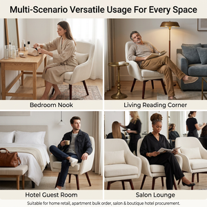 Chaises de salle à manger en bois VANBOW, style tendance, fauteuil en tissu, chaise de détente - Product Image 2
