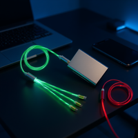 Kit d'éclairage USB moderne blanc lumineux, câble USB portable, connecteurs multiples, transfert de données, impression UV promotionnelle
