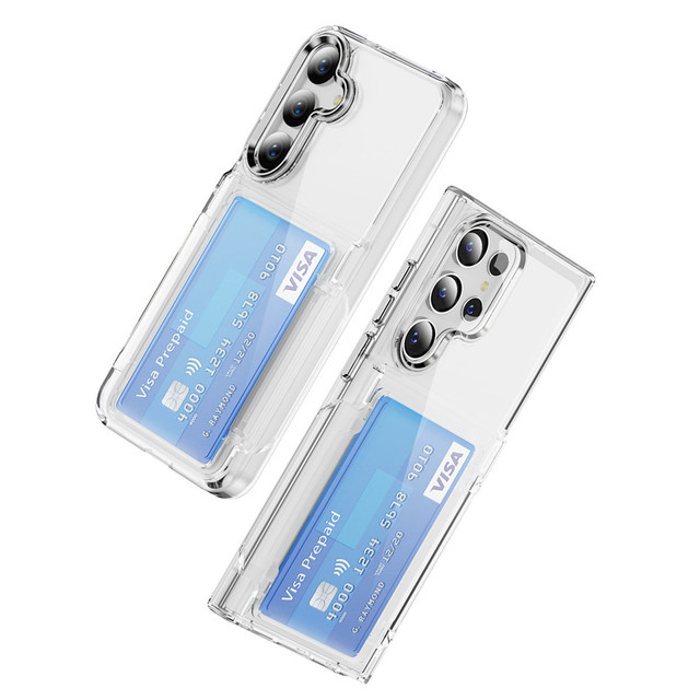 For Samsung S24 Plus S26 Ultra S25Edge S23 S22 S24FE Wallet Card Holder Slide Slot Slim Hard PC Heavy Duty Protective Cover Case