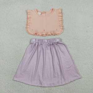 Robe d'été pour fillettes, prête à être expédiée, écologique, imprimé floral rose, sans manches, avec nœud, vente en gros, boutique de vêtements pour enfants - Product Image 5