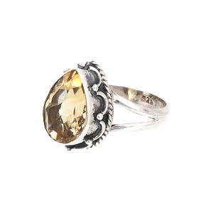 Joyería de cristal curativo hecha a medida, plata de ley 925, citrino natural, anillo de citrino amarillo vermeil eternidad. - Product Image 3