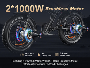 จักรยานเสือภูเขาไฟฟ้า USA EU Warehouse C93 มอเตอร์คู่ 2000W ลิเธียม ยางใหญ่ ดิสก์เบรกไฮดรอลิก ล้อ 20 นิ้ว สำหรับผู้ใหญ่ รุ่น C93 มอเตอร์คู่ - Product Image 6