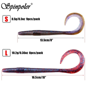 Spinpoler pesca esca ricciolo coda morbida verme grande Swimbait 8 "10" PVC artificiale Wobblers Jerk nuoto <span class=keywords><strong>trota</strong></span> spigola placcaggio - Product Image 2