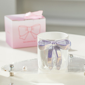 Taza de Cerámica con Lazo Decorativo, Diseño Creativo, para Agua, Café, Desayuno, Apta para Lavavajillas, Ecológica, para Mujeres, Venta al Por Mayor - Product Image 5