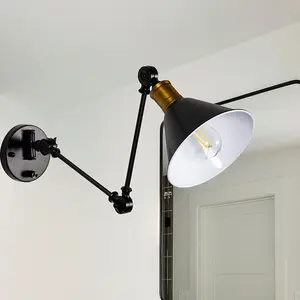 LOHAS Retro lampada da parete regolabile Swing bracci da parete luce luce soggiorno comodino luci da parete per sala lettura