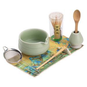 Service à thé matcha en céramique quatre pièces, style Ru, design moderne et écologique, inspiré de la dynastie Song, outils Baixi Point - Product Image 5