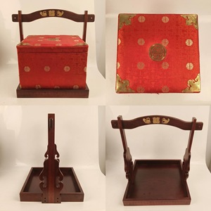 Approvisionnement direct d'usine de paniers de mariage en bois de rose avec motif double bonheur, artisanat de grain de bois haute définition. - Product Image 3