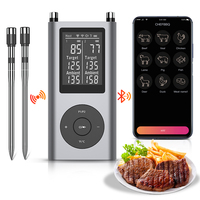 Thermomètre numérique sans fil Bluetooth à lecture instantanée avec double sonde métallique pour viande, barbecue et cuisson