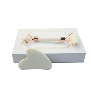 Private Label Facial Roller <span class=keywords><strong>Massager</strong></span> 100% Natural White Jade Face Roller com Gua Sha Conjunto com Caixa de Embalagem Personalizada OEM - Product Image 4