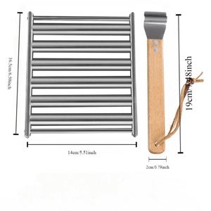 Rouleau à saucisse BBQ Grill Rack En Acier Inoxydable Hotdog Roller Grill Supports Portable Antiadhésif Barbecue Outil pour Camping Pique-Nique - Product Image 6