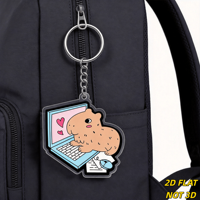 Porte-clés en acrylique Capybara mignon sur ordinateur portable, breloque technologique pour clés, sacs, sacs à dos, accessoire unique et fantaisiste