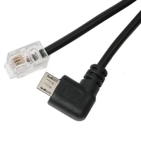 Cable de Extensión Convertidor de Micro USB Macho a RJ9 Macho de Ángulo Recto 4P4C, Cobre Puro, PVC, para Teléfono Móvil, Cámara, Computadora