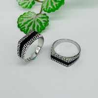 Kaanjewelry Bague noire en argent sterling 925 plaqué rhodium style vintage, motif rétro, bijoux de mode turcs pour hommes pour les fêtes