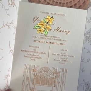 Tarjeta de Invitación de Boda con Logotipo Personalizado, Impresión en Letterpress sobre Cartulina de Algodón, Colorida, con Tótem, en Relieve, Impresión de Alta Calidad - Product Image 3