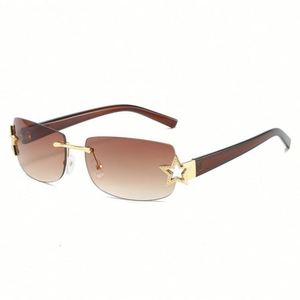 Nouvelles Lunettes de Soleil Carrées Sans Monture Tendance 2022 UV400 Dégradées Y2K Cyberpunk Star pour Hommes et Femmes - Product Image 5