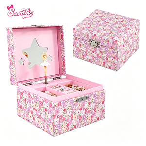 Boîte à bijoux musicale florale ballerine avec plateau amovible <span class=keywords><strong>et</strong></span> figurine rotative miroir étoile, organisateur de bijoux musical pour enfants - Product Image 5