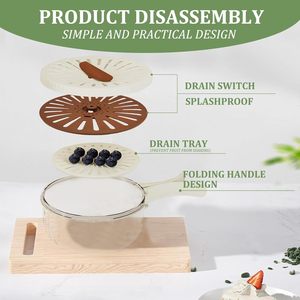 Kitchen Fruit & Vegetable <b>Wash</b> <b>Basket</b> with Folding Handle Draining Board Eco-Friendly Double-Space Design for Food Use - Product Image 5