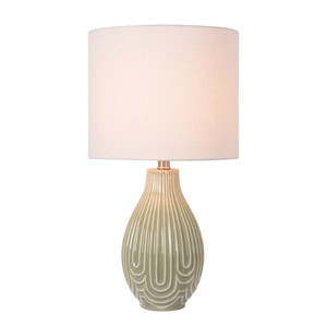 Lámpara de Mesa Moderna de Cerámica Verde para Dormitorio, Lámpara de Escritorio Nórdica con Forma de Lágrima y Pantalla de Tela para Sala de Estar, Decoración del Hogar - Product Image 1