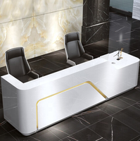 Commercial acrylique solide surface réception en forme de l blanc top design classique réception service desk
