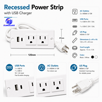 Gizli Gömme Masa Prizi Güç Şeridi Uzatma Kablosu 2 AC Priz 1 USB-A 1 USB-C Port 1.5m Kablo 12A/15A Ev Mobilyaları