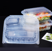 Boîtes à lunch carrées jetables écologiques - Contenants alimentaires transparents en PET avec couvercles et compartiments pour sushis et aliments pour animaux de compagnie