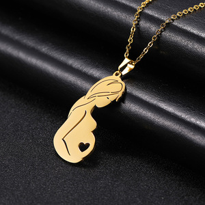 Collares <span class=keywords><strong>de</strong></span> Acero Inoxidable con Colgante <span class=keywords><strong>de</strong></span> Corazón para Embarazadas, Joyería <span class=keywords><strong>de</strong></span> Moda para Mujer, Regalos para el Día <span class=keywords><strong>de</strong></span> la <span class=keywords><strong>Madre</strong></span>, Familia, Bebé, Mamá - Product Image 3