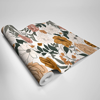 Papier peint auto-adhésif givré à motifs floraux européens, 45x300, autocollant mural imperméable, décoration botanique foncée pour salon et chambre à coucher
