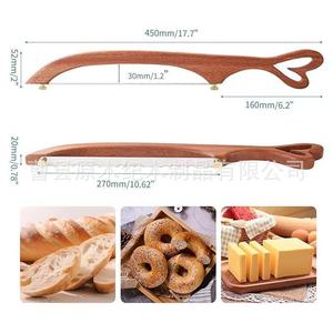 Cuchillo para pan de madera con hoja dentada en forma de arco, herramienta de cocina de 17,7 pulgadas para cortar baguette, tostadas y queso - Product Image 1