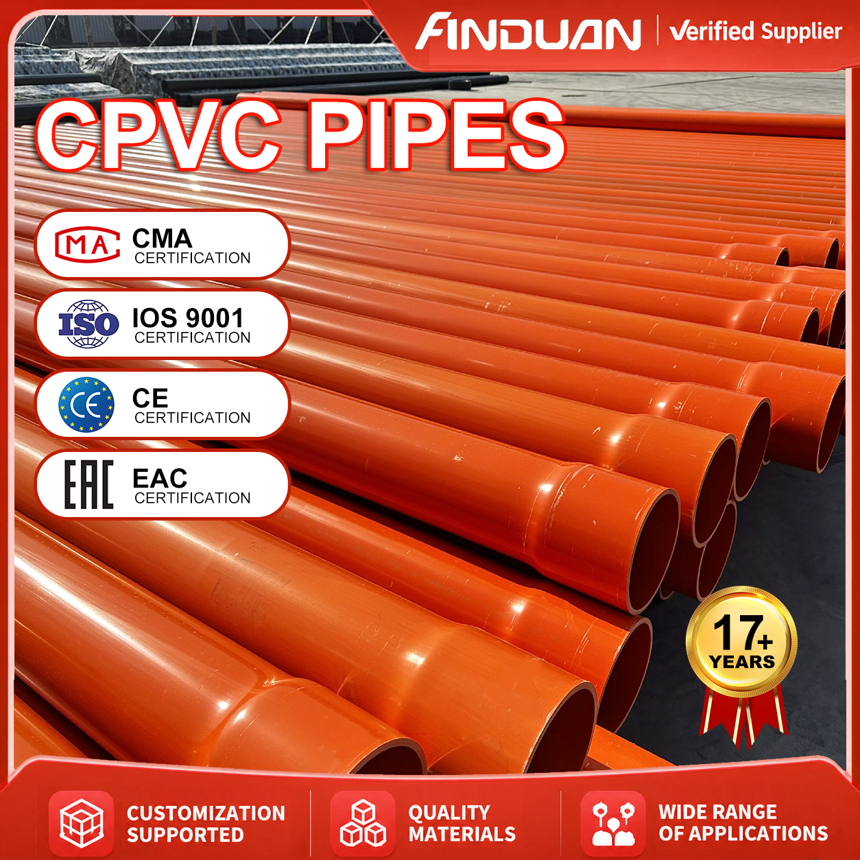 ISO9001 CE Certified CPVC Pipe High Temperature Plastic CPVC Water Pipe for Industrial and Construction Plumbing · image 6
