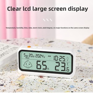 Lớn <span class=keywords><strong>LCD</strong></span> đèn nền đồng hồ báo thức lịch tính năng trẻ em hiện đại Nhà điện tử Nhiệt độ độ ẩm Meter bàn bảng đồng hồ - Product Image 2