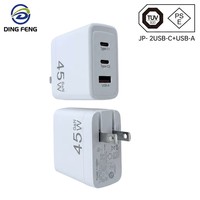 Chargeur Dingfeng PD45W 45W pliable, certifié PSE standard japonais, 2C1A multi-ports, adaptateur de charge rapide pour ordinateur portable GaN