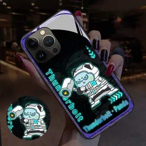 Panda चमकदार iphone 15 प्रो मैक्स केस मोबाइल फोन को आईफ़ोन 14 केस के लिए स्मार्ट म्यूजिक वॉयस कंट्रोल फ्लैश