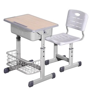Ensemble chaise et <span class=keywords><strong>bureau</strong></span> en métal pour enfants du <span class=keywords><strong>primaire</strong></span> et du collège avec panier de rangement réglable en hauteur et tiroir grande capacité - Vente en gros - Product Image 1