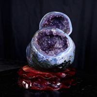 Bol du Trésor en Agate Naturelle, Cornucopia Géode avec Cristal Druzy d'Améthyste, Ornement Feng Shui pour la Maison
