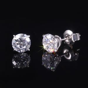 Permanente IGI certificado CVD HPHT redondo 6,5mm 1ct DEF VS <span class=keywords><strong>diamante</strong></span> creado en laboratorio 14K Au585 oro 2ctw por par pendientes <span class=keywords><strong>de</strong></span> tuerca <span class=keywords><strong>de</strong></span> moissanita - Product Image 3