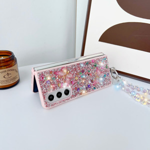 Thiết kế sang trọng long lanh Flash kim cương butte rfly với chuỗi điện thoại trường hợp Đối với Samsung Z lật 4 5 6 miễn phí vận chuyển cho Z gấp 4 5 6 - Product Image 3