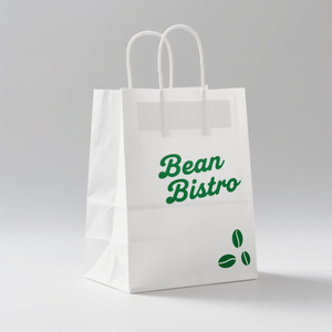 Bolsa de papel Kraft reutilizable <span class=keywords><strong>KM</strong></span> con asa, bolsa de embalaje de alimentos para llevar impresa personalizada para uso en cafetería y <span class=keywords><strong>restaurante</strong></span> - Product Image 1