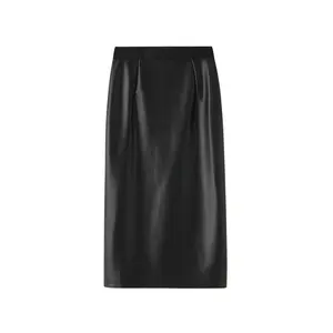 Индивидуальная Oem женская кожаная юбка, женские черные элегантные юбки-карандаш из искусственной кожи, Женская юбка миди из искусственной кожи
