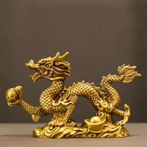 Kerajinan Tangan kuningan kustom desain seni kerajinan logam ukuran berbeda patung naga emas