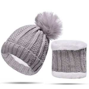 Mode hiver chapeau écharpe ensemble pour femmes fille chaud bonnets chapeau pour fille anneau écharpe pompons hiver chapeaux tricoté casquettes écharpe - Product Image 5