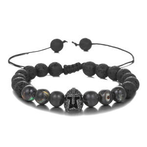 Pulsera extensible tejida a mano micro circón con piedra de <span class=keywords><strong>lava</strong></span> volcánica negra personalizada al por mayor - Product Image 6