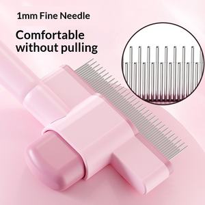 Pettine per Peli di Animali Domestici in ABS e Acciaio Inox, Rimozione Peli con Un Solo Pulsante, Autopulente a Forma di Ago - Product Image 3