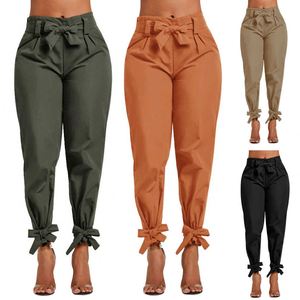 5002 miscela del cotone Tie Delle Increspature Delle Donne <span class=keywords><strong>Pantaloni</strong></span> Casual Solido di Alta Cintura In Vita Tasca <span class=keywords><strong>Pantaloni</strong></span> delle donne della Molla Femminile Telai <span class=keywords><strong>Pantaloni</strong></span> <span class=keywords><strong>fondo</strong></span> - Product Image 1