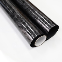 Vinilo de Fibra de Carbono Forjado Rojo y Negro de 0.5*16M con Revestimiento PET, Película para Automóviles con Brillo Láser Colorido Arcoíris, Autoregenerable y Protectora
