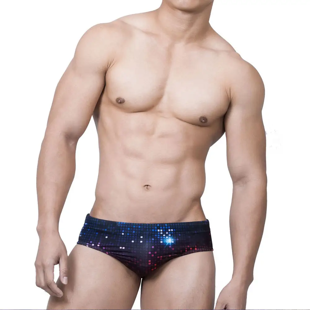 2023 new men's swimwear back swim trunks mosaic square sexy beach swim trunks men's swimming underwear